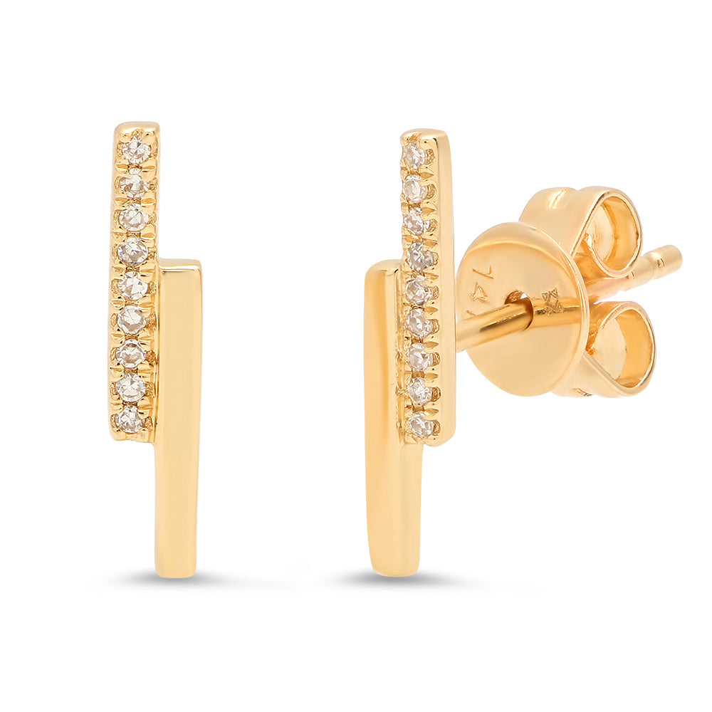 Double V Studs 14K Yellow Gold