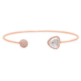 Rainbow Moonstone & Diamond Open Cuff | Harrisons Collection