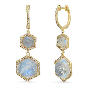 Rainbow Moonstone Heaxagon Drops | Harrisons Collection