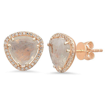 Soft Triangle Moonstone Studs | Harrisons Collection