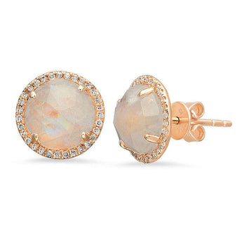 Round Rainbow Moonstone Studs | Harrisons Collection