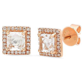 Square White Topaz Studs | Harrisons Collection