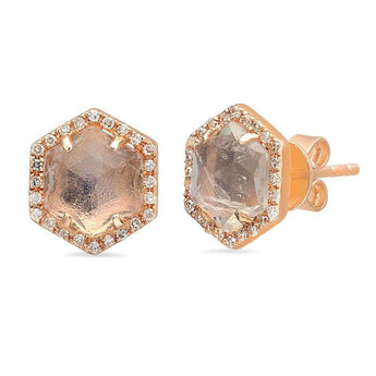 Moonstone Hexagon Studs | Harrisons Collection