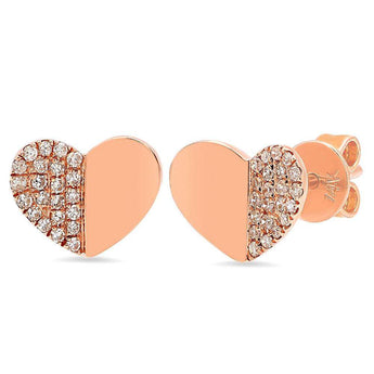 Semi Diamond Heart Studs | Harrisons Collection