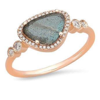 Labradorite and Diamond Bezel Ring | Harrisons Collection